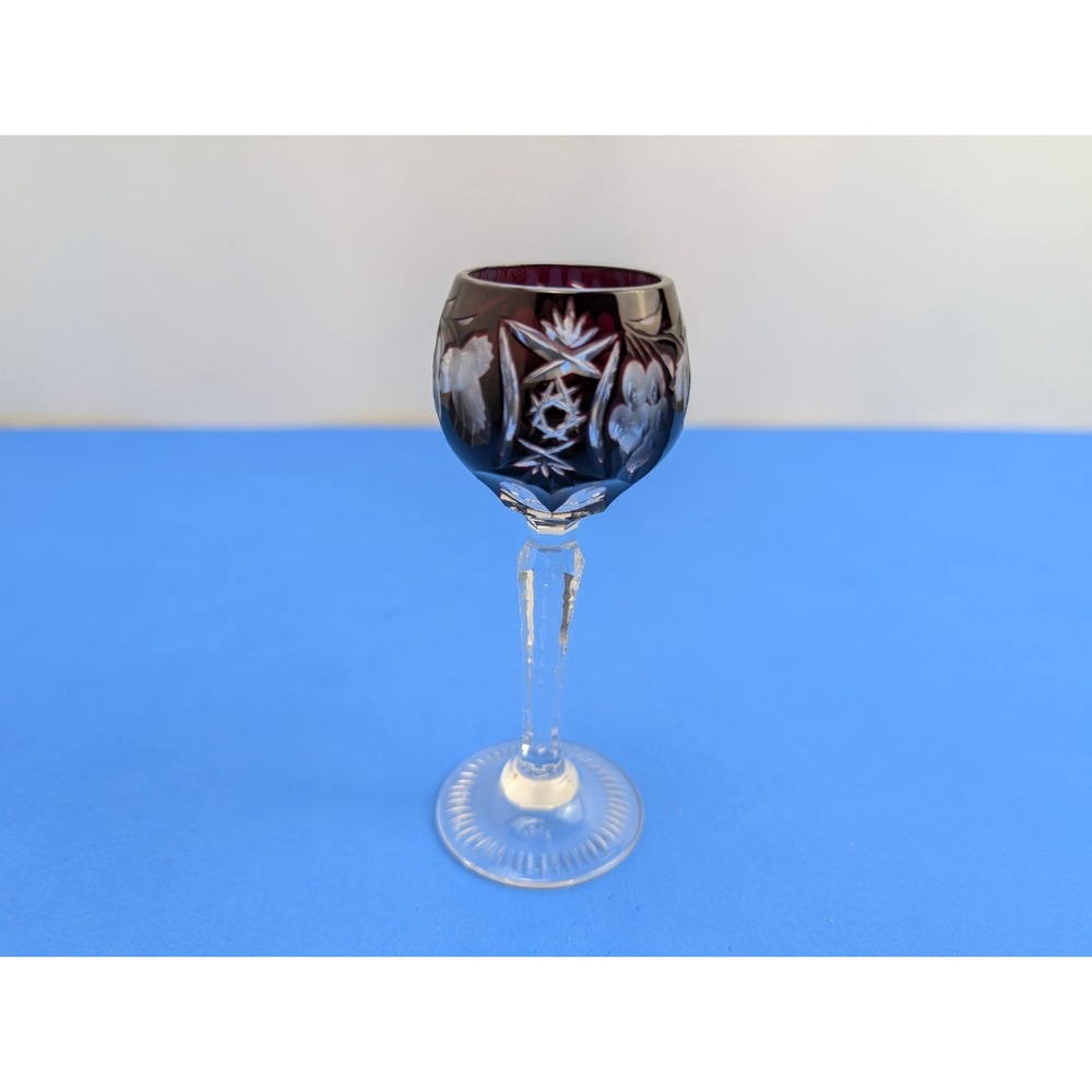 Nachtmann Traube Cut to Clear Black Ebony Cordial Glass Sherry Wine Hock 4.75"